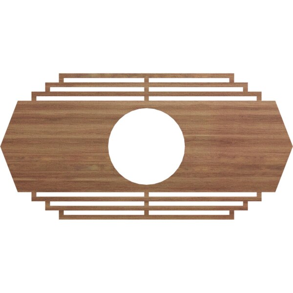 Ekena Millwork Chrysler Wood Fretwork Pierced Ceiling Medallion, Walnut, 40"W x 20"H x 10 1/2"ID x 3/8"T CMWP40X20X0375CSWA - main
